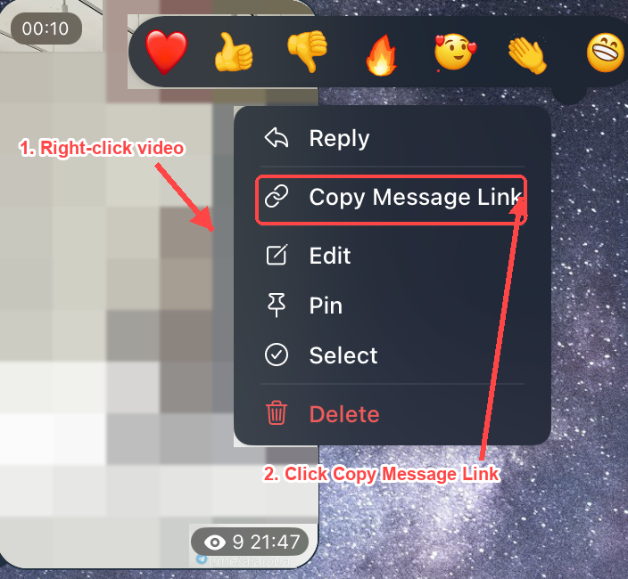 Right-click the message, then click Copy Message Link.